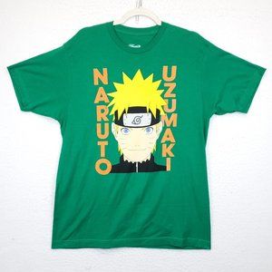 Ripple Junction Graphic Shirt Men Larage Naruto Uzumaki Anime Crew Neck Green